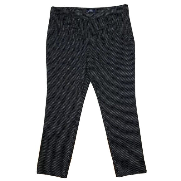 Lands End Pants Womens Size 16 Black White Textured Dot Print Side Zip Slim Leg - Picture 1 of 4